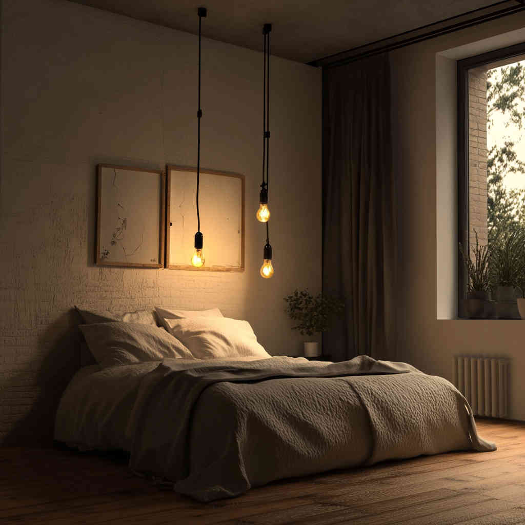 Soft LED ceiling light in a serene bedroom